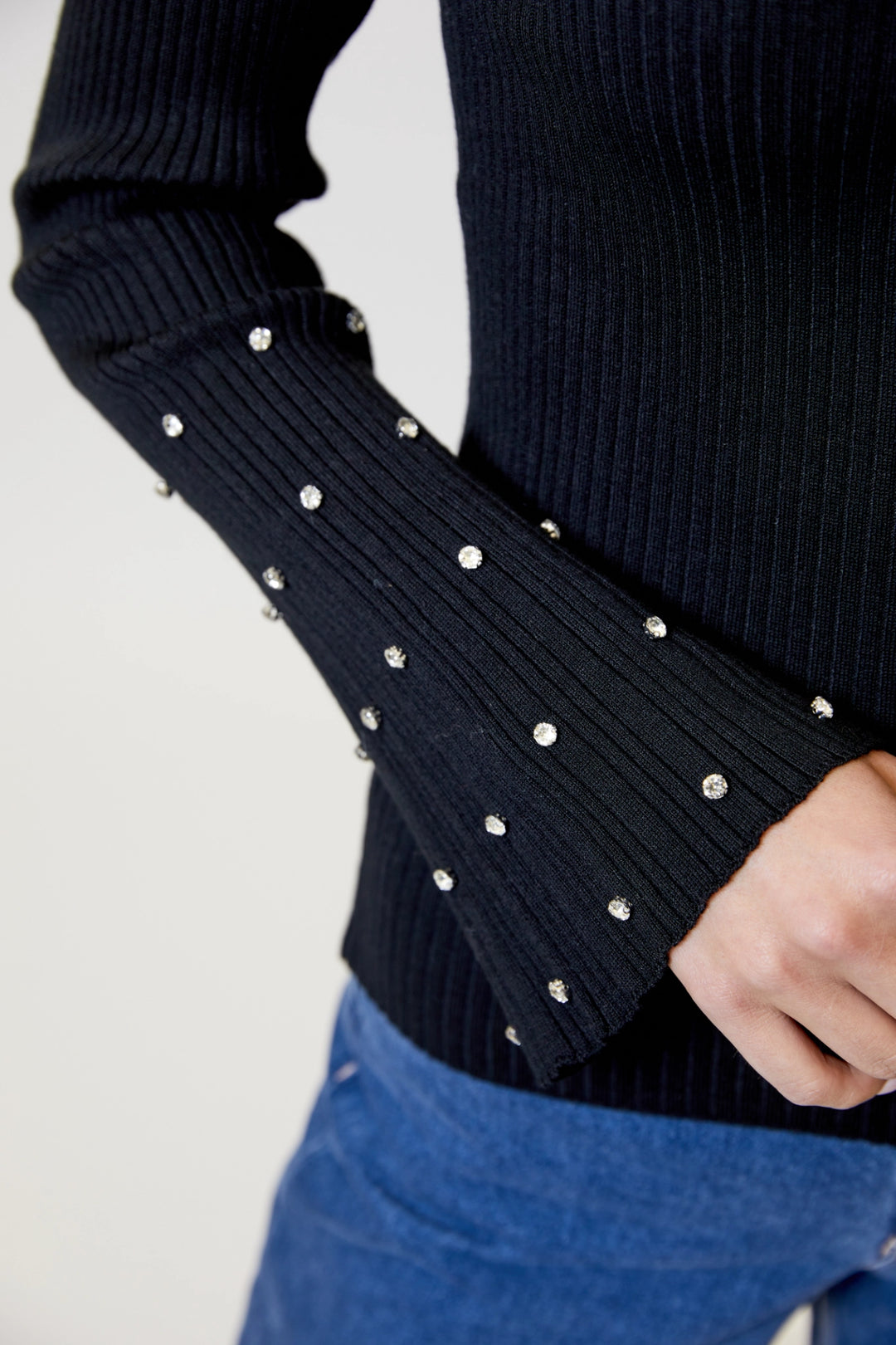 Rhinestone Sleeve Sweater