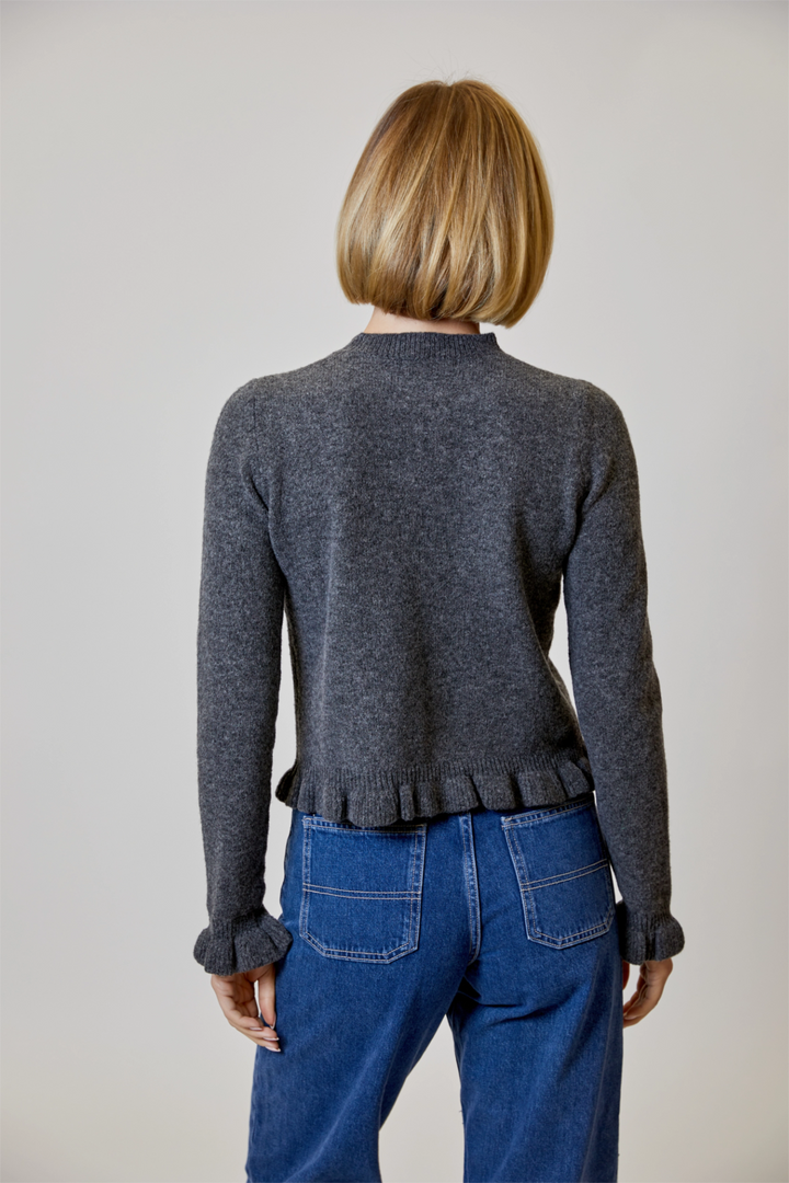 Ruffle Cardigan Sweater