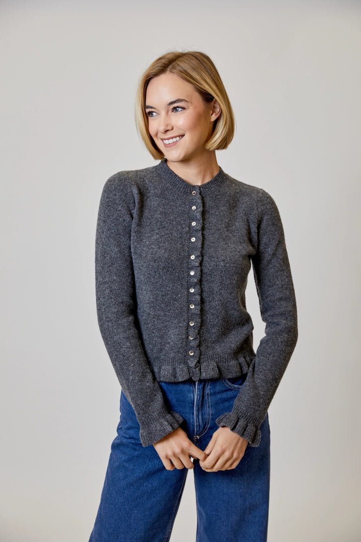 Ruffle Cardigan Sweater