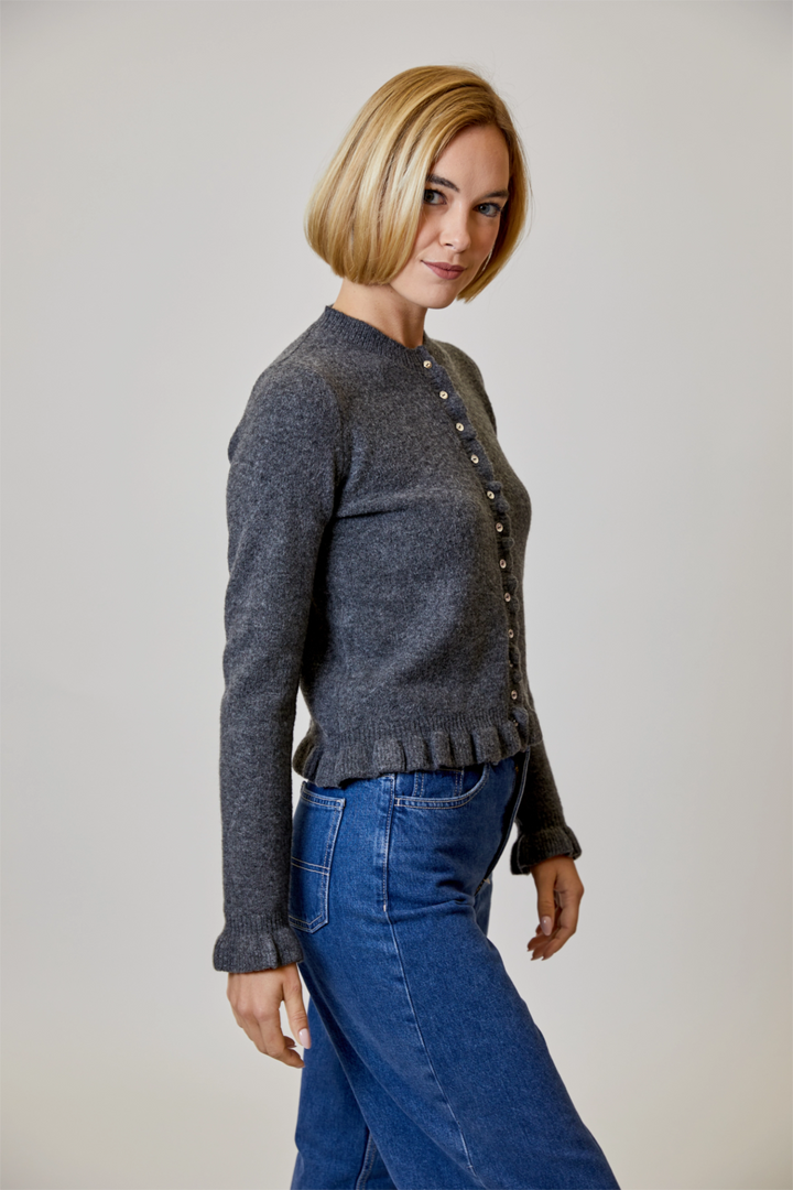 Ruffle Cardigan Sweater