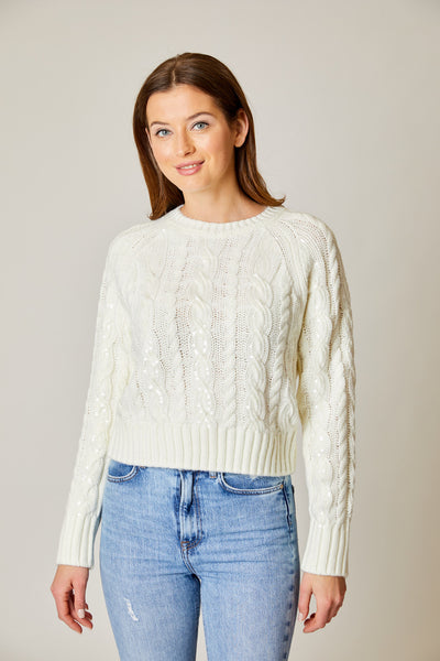 Sequin Cable Sweater