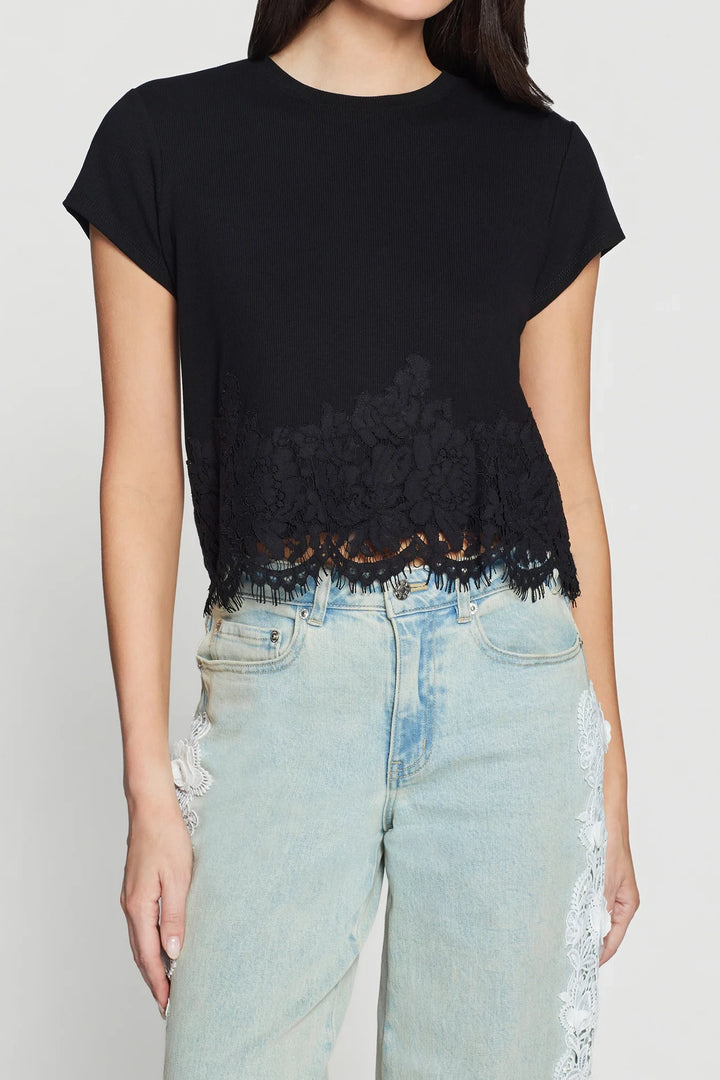 Paige Rib Lace Hem Top