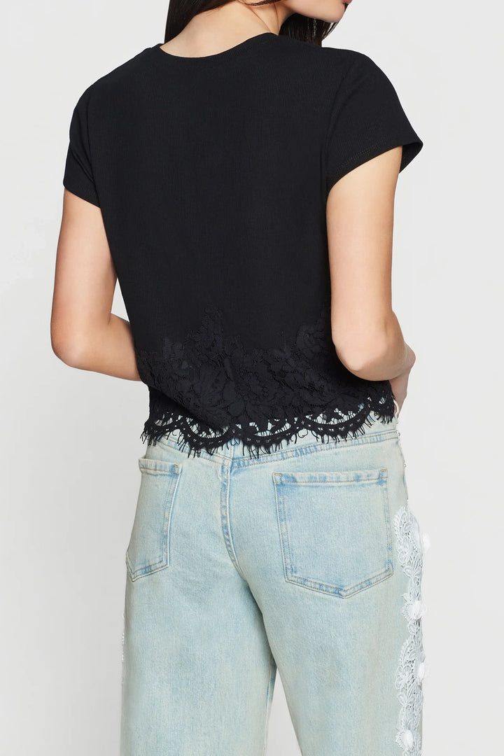 Paige Rib Lace Hem Top