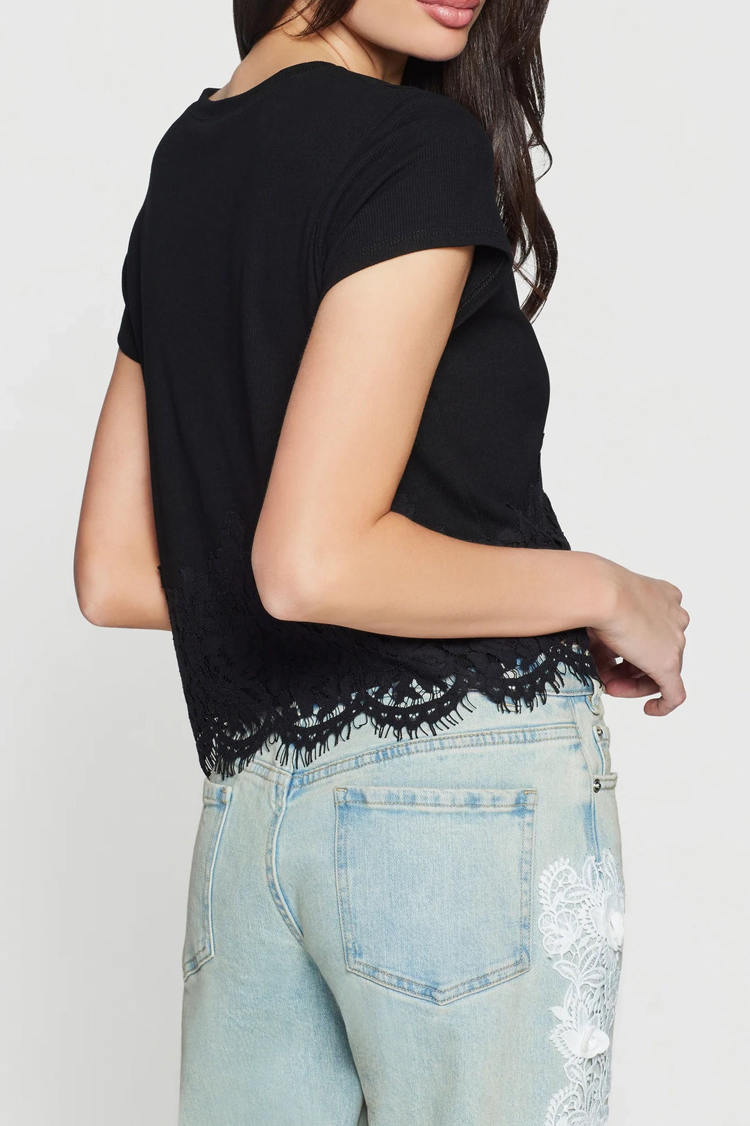 Paige Rib Lace Hem Top