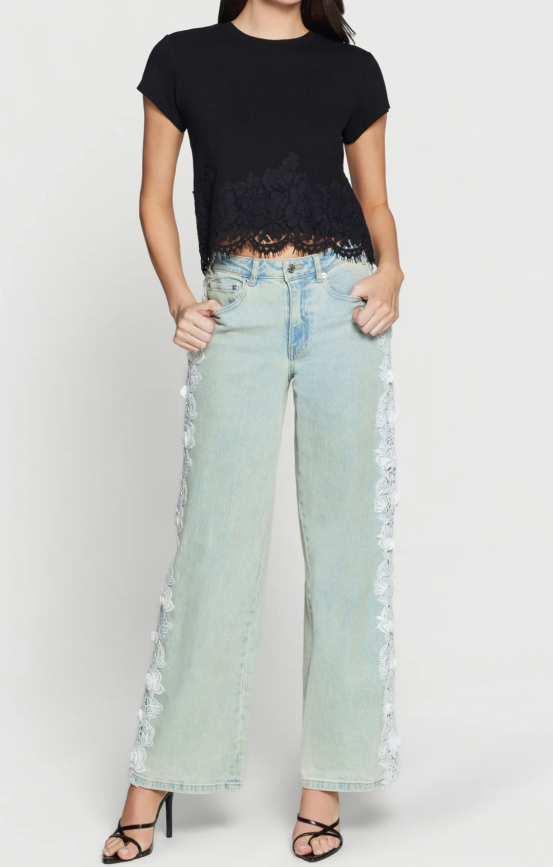 Paige Rib Lace Hem Top