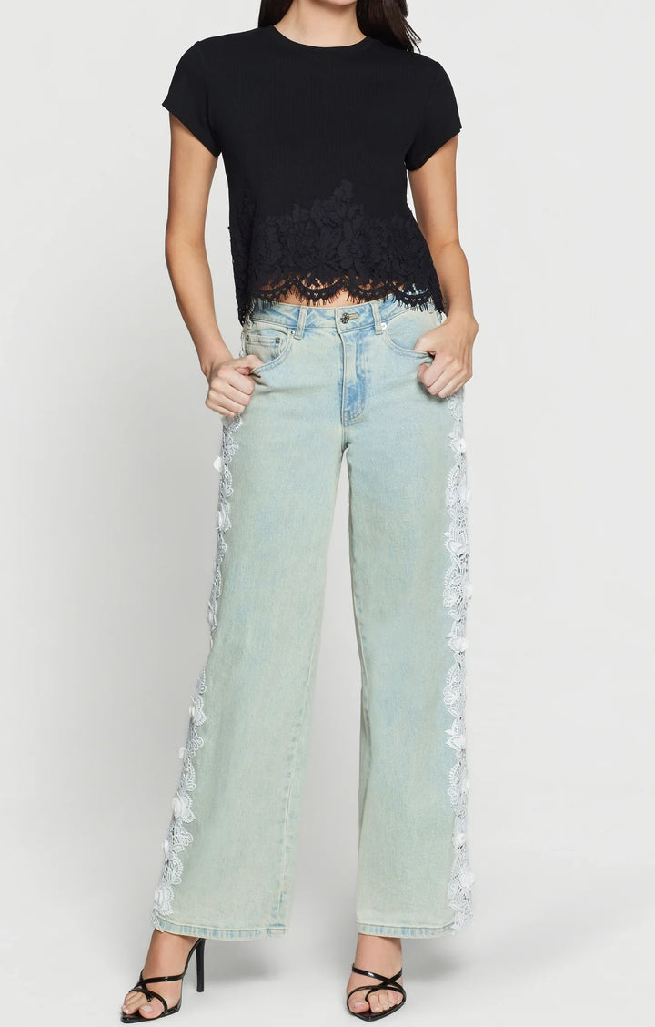 Paige Rib Lace Hem Top