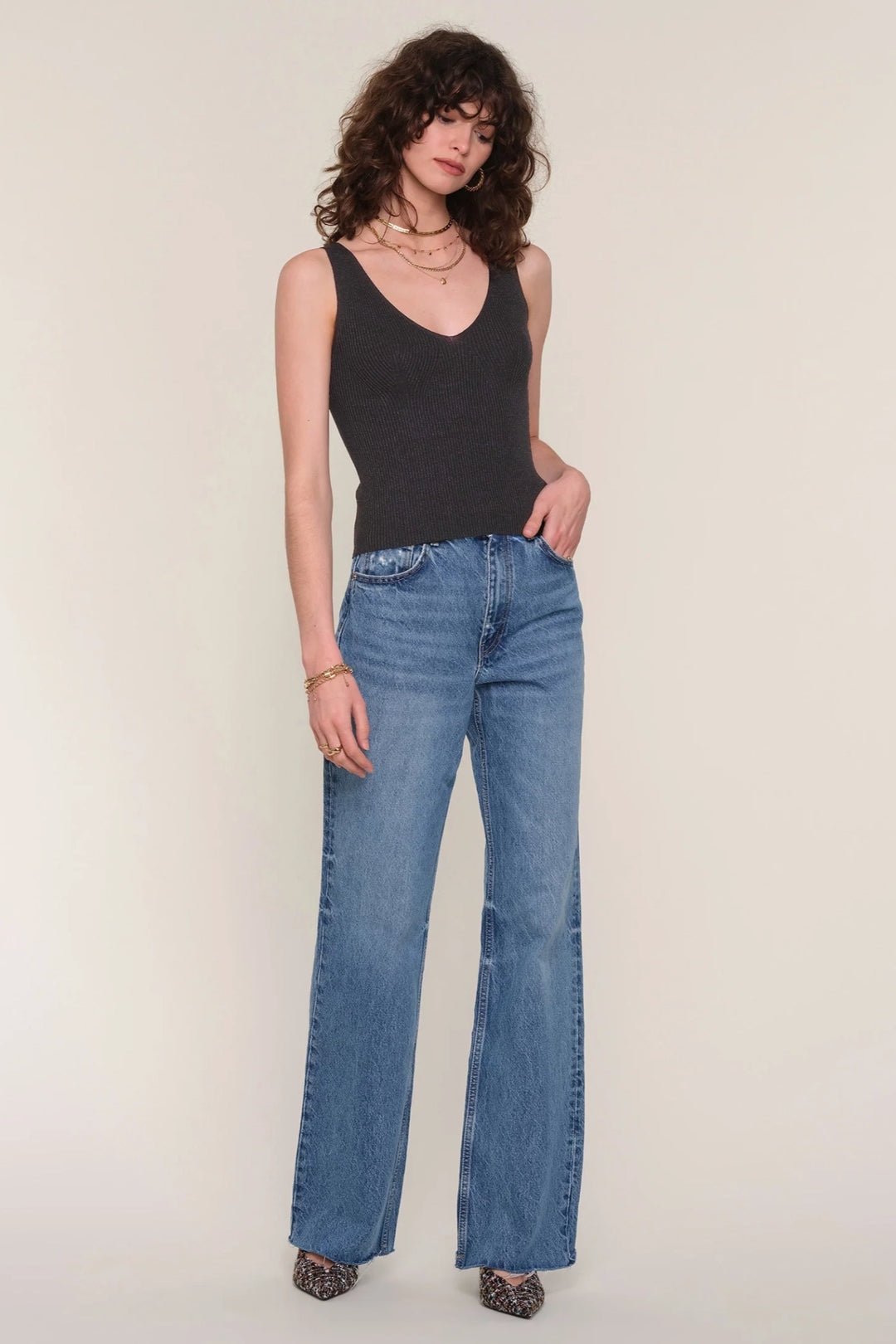 Indra Lurex Rib Tank