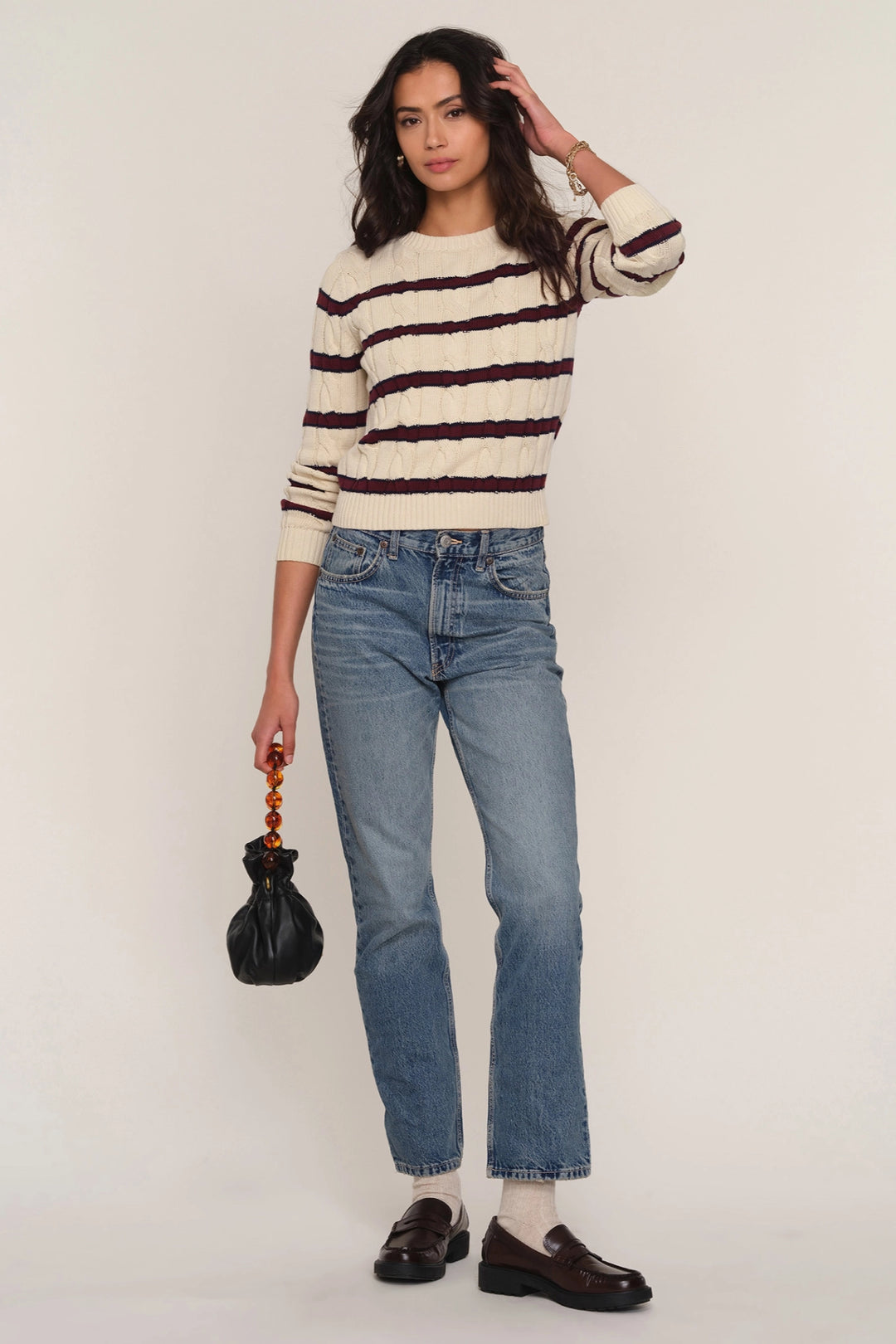 Lia Stripe Cable Sweater