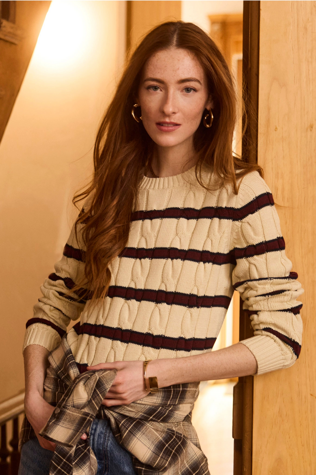 Lia Stripe Cable Sweater