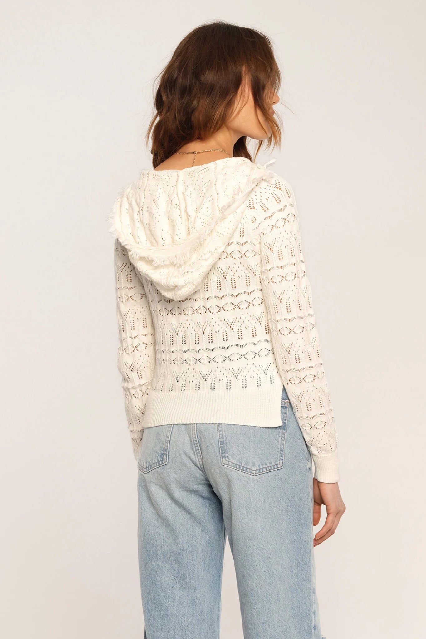 Peony Hooded Pointelle Sweater