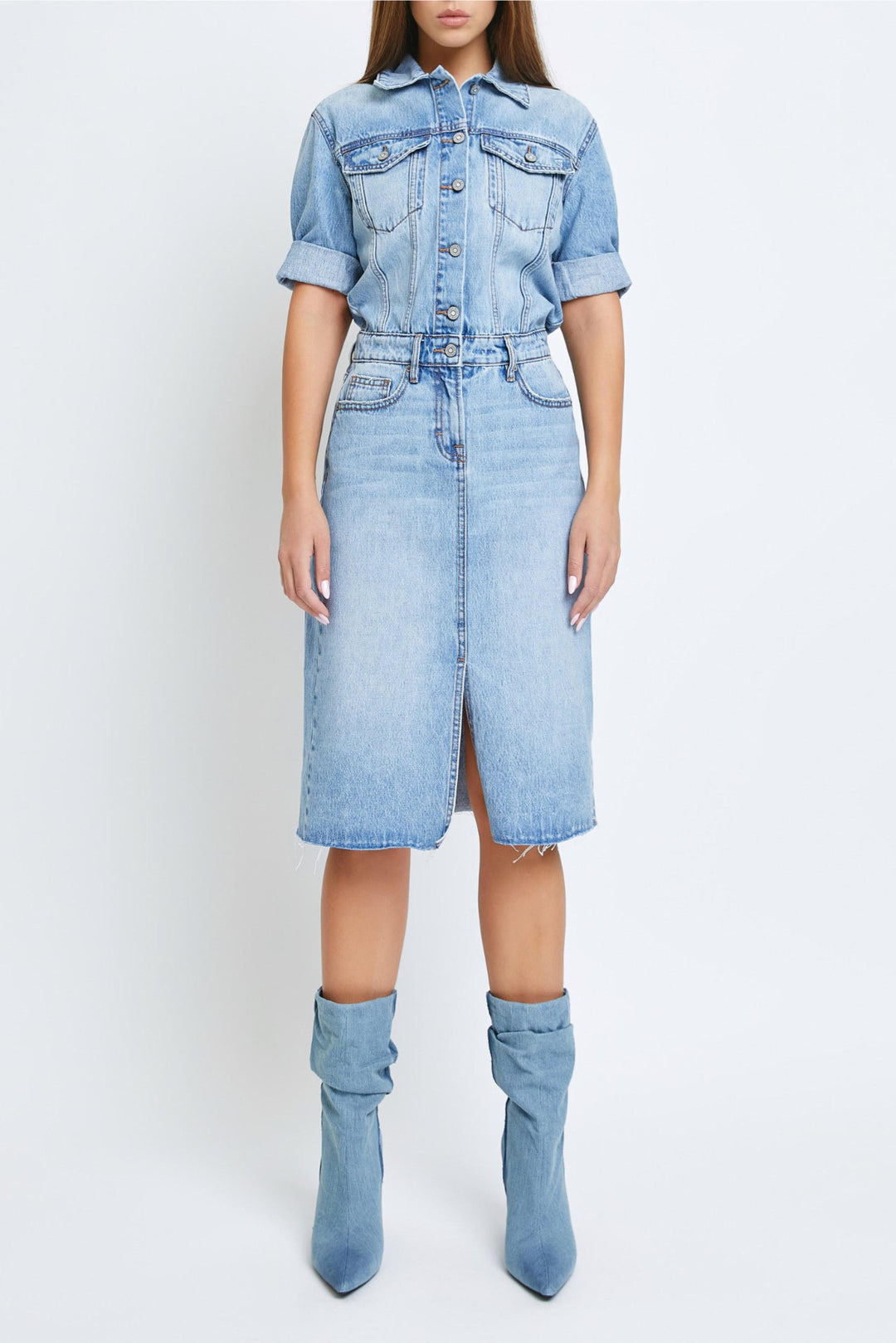 Denim Shirt Dress Medium Light / S Denim Shirt Dress Medium Light / S