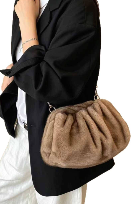 Faux Mink Clutch Crossbody