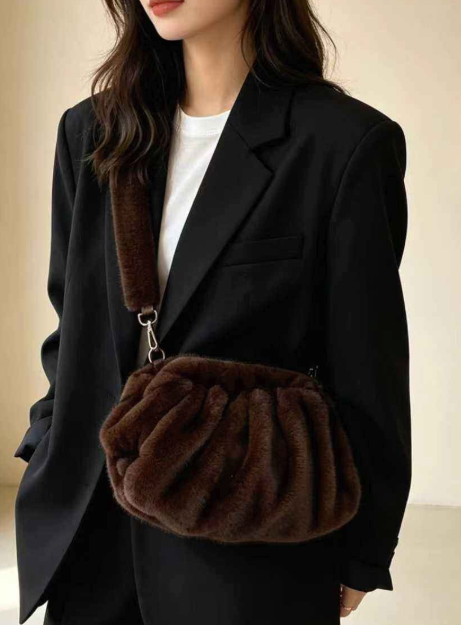 Faux Mink Clutch Crossbody