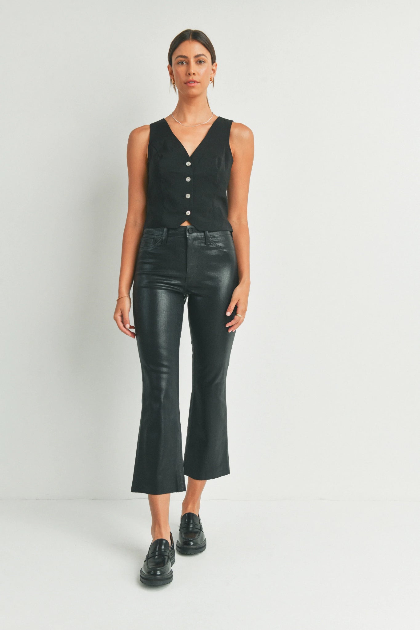 Coated Crop Flare Bootcut