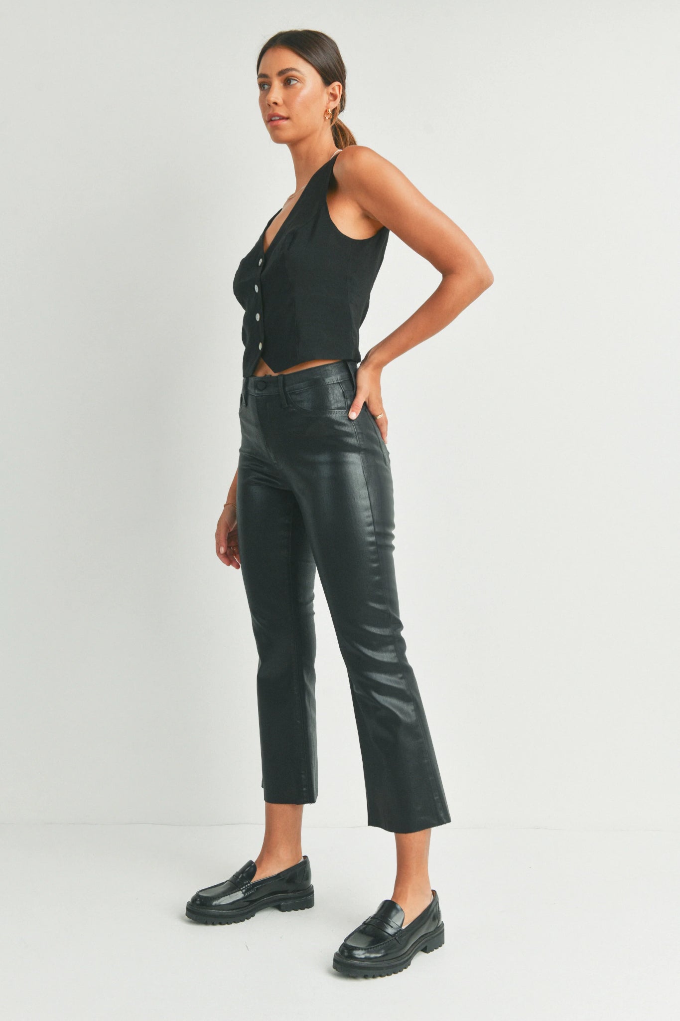 Coated Crop Flare Bootcut