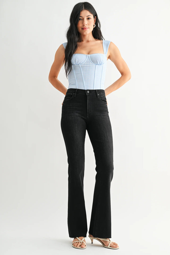 Raw Hem Flare Jean
