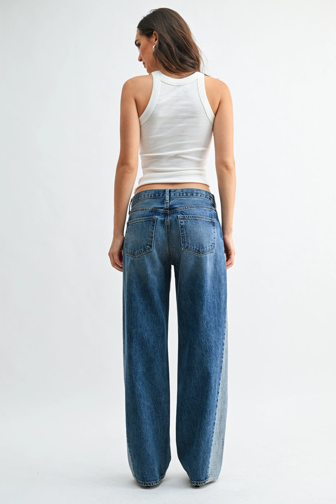 Two Tone Wide Leg Jean