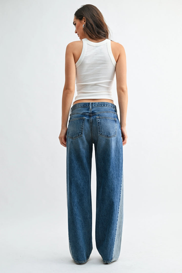 Two Tone Wide Leg Jean