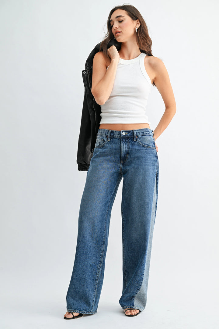 Two Tone Wide Leg Jean