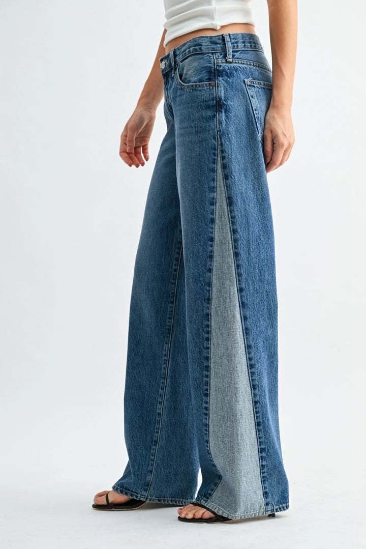 Two Tone Wide Leg Jean