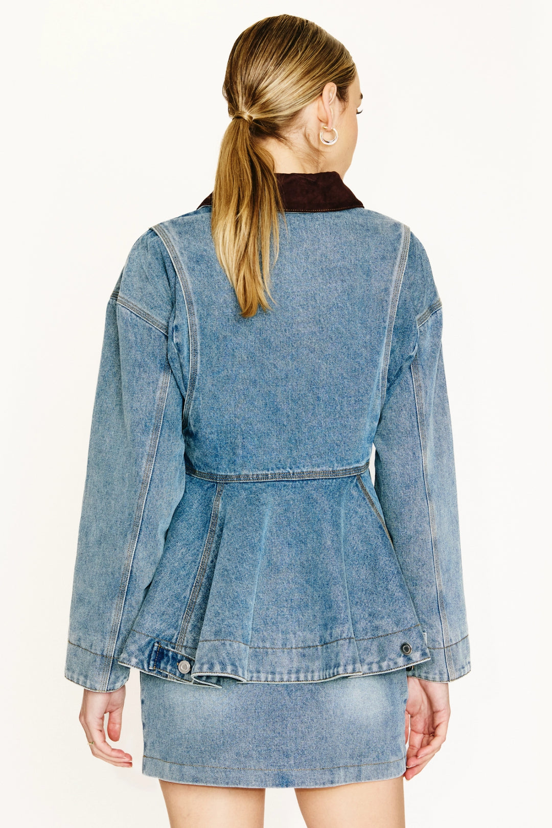 Mottle Peplum Denim Jacket