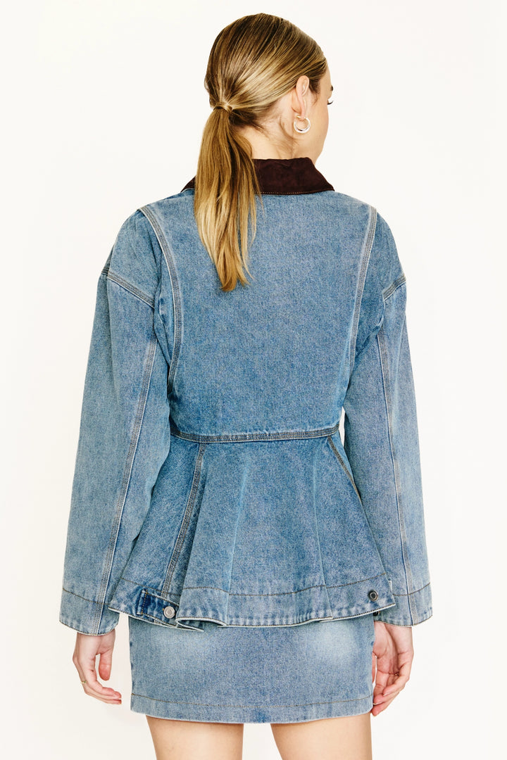 Mottle Peplum Denim Jacket