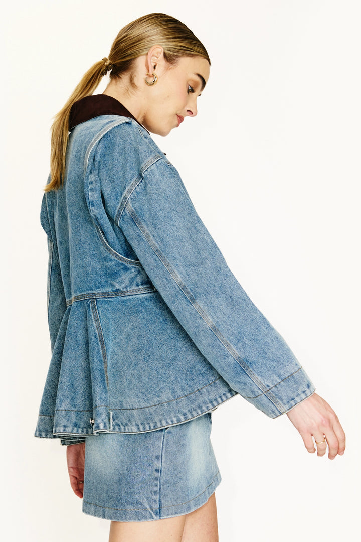 Mottle Peplum Denim Jacket