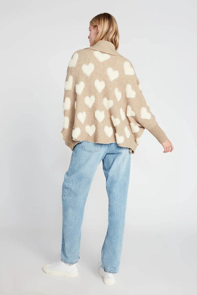 Heart Sherpa Cape Cardigan