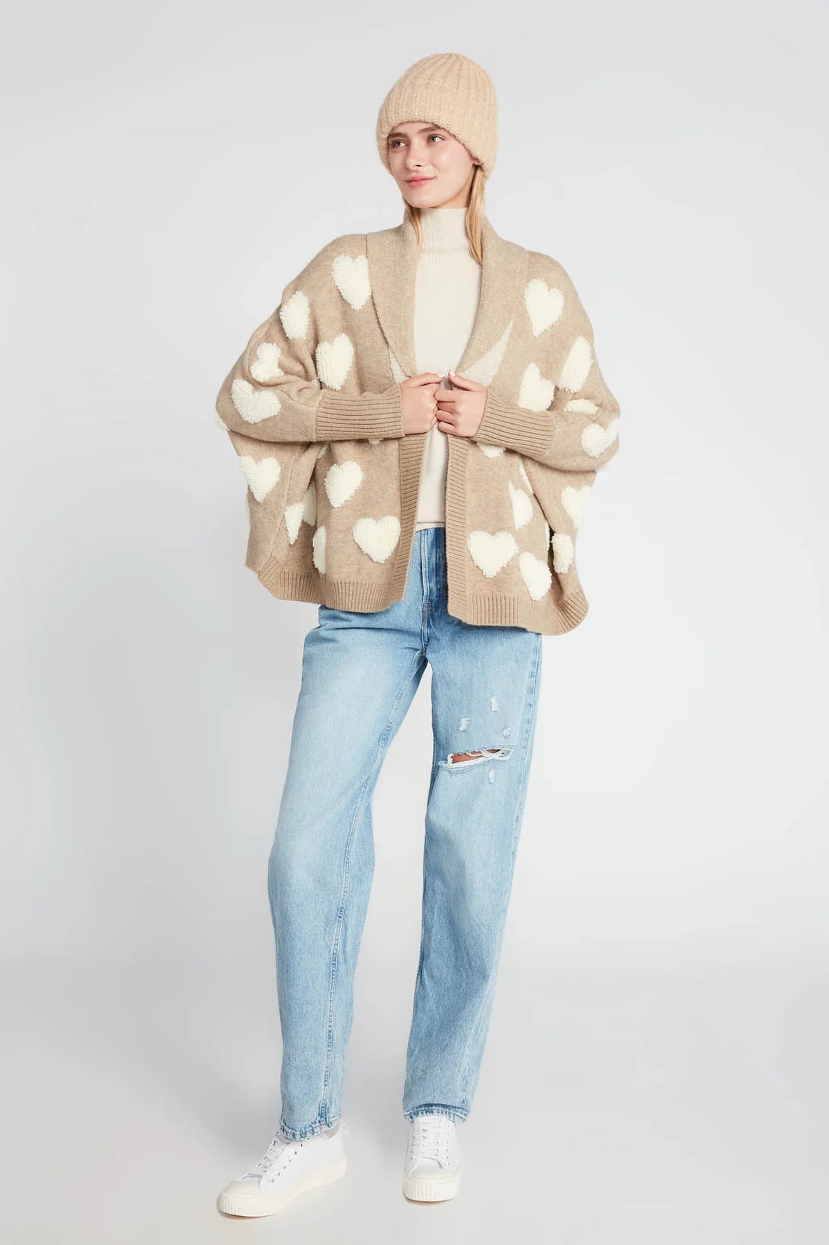 Heart Sherpa Cape Cardigan