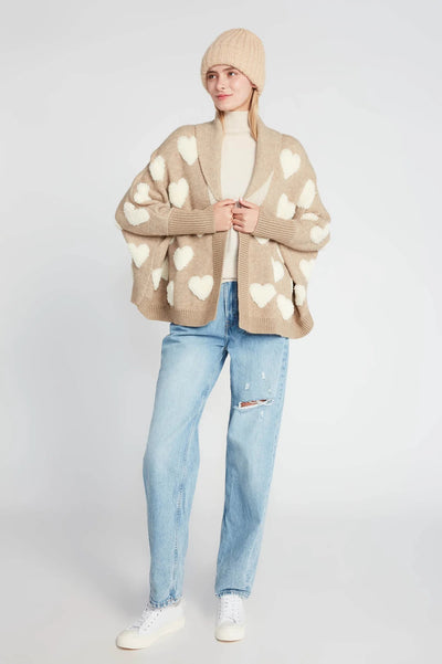 Heart Sherpa Cape Cardigan