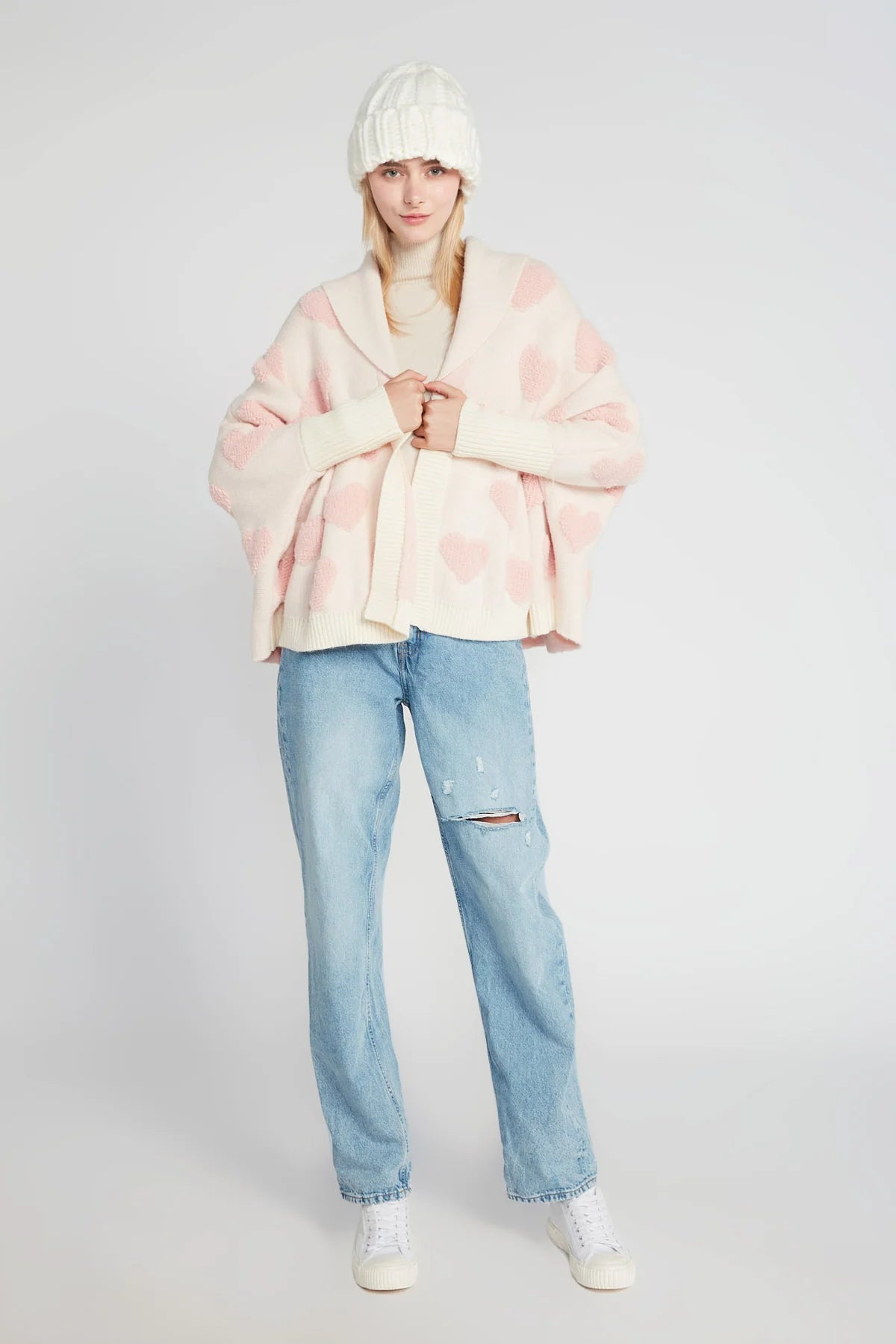 Heart Sherpa Cape Cardigan