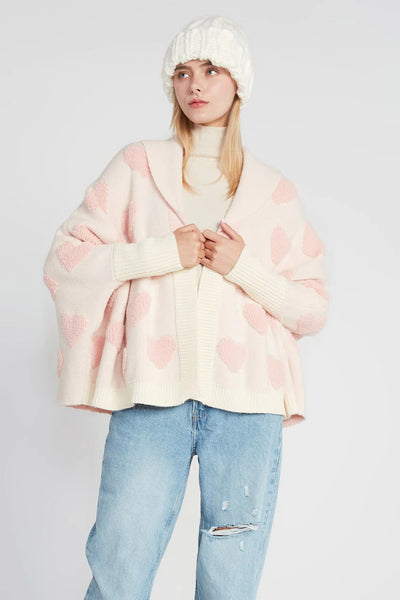 Heart Sherpa Cape Cardigan