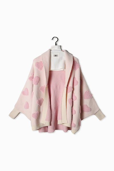 Heart Sherpa Cape Cardigan