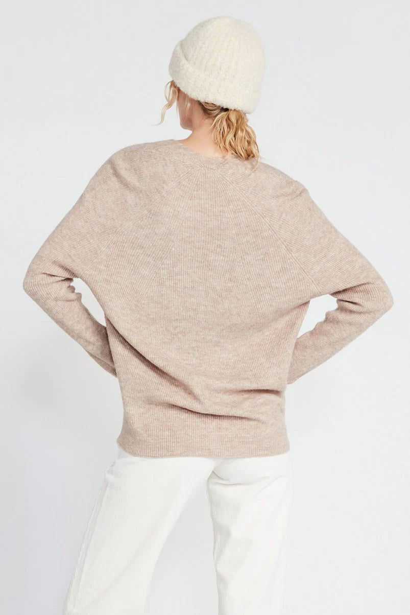 V-neck Ribbed Knit Sweater