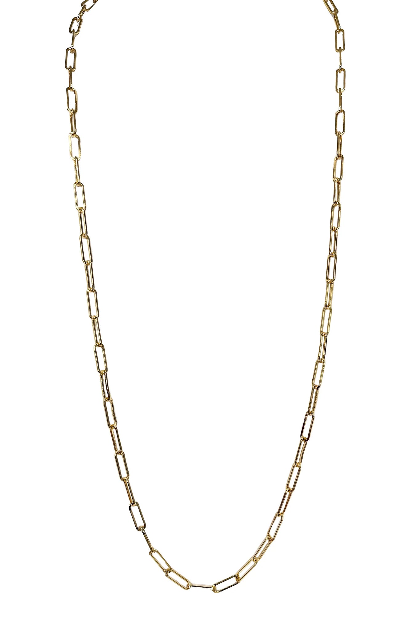 Paperclip Long Necklace Gold