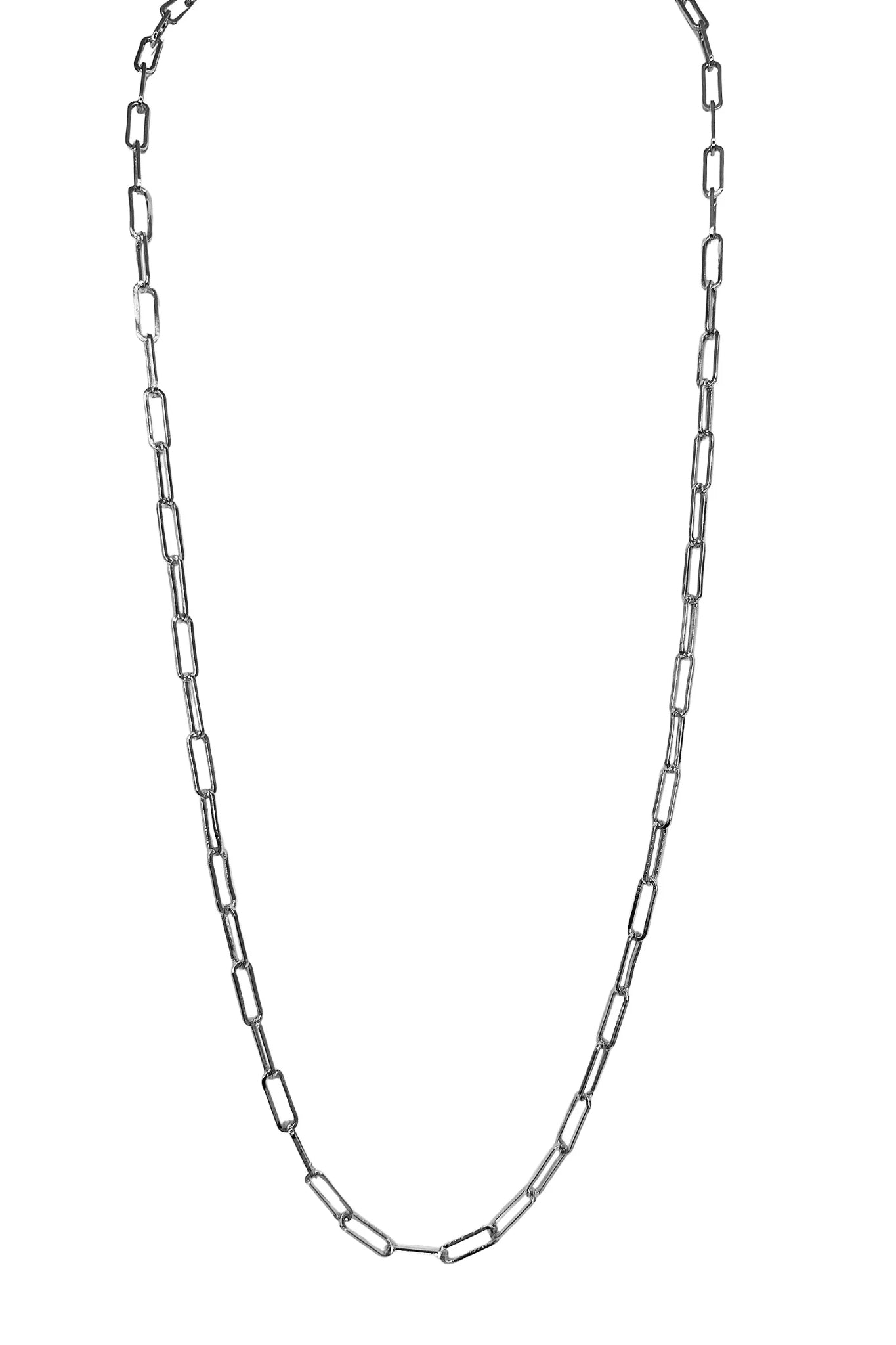Paperclip Long Necklace Silver