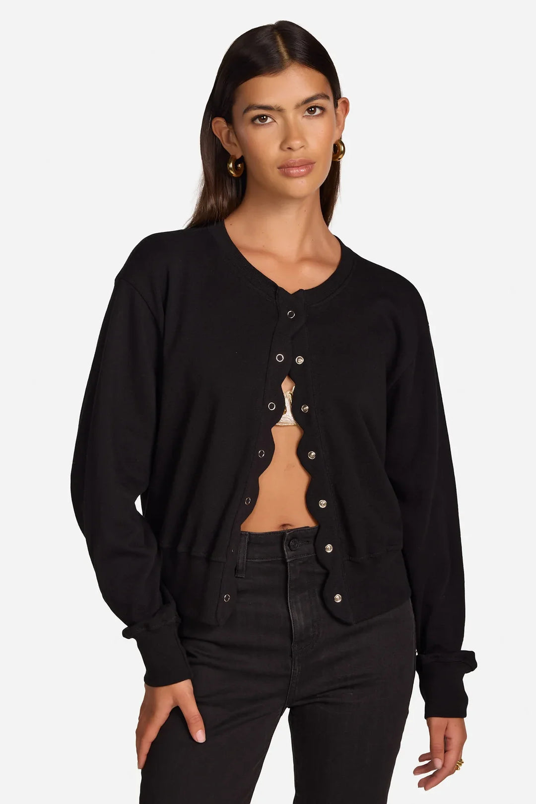 Dupree Scallop Sweatshirt Cardigan