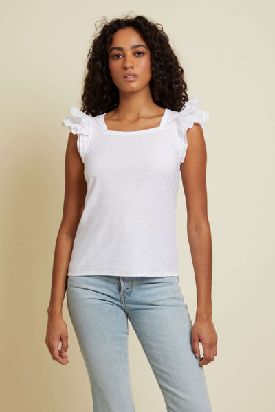 Cameo Square Neck Ruffle Top