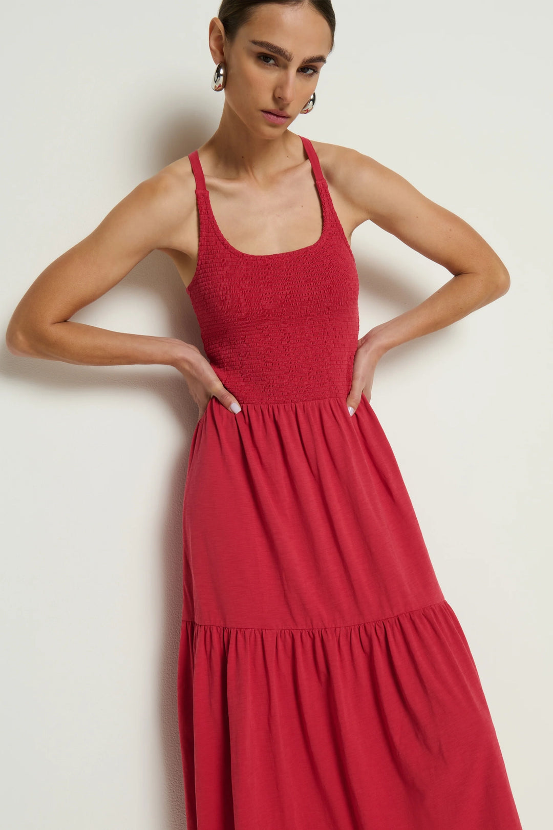 Penelope Smocked Cross Back Dress