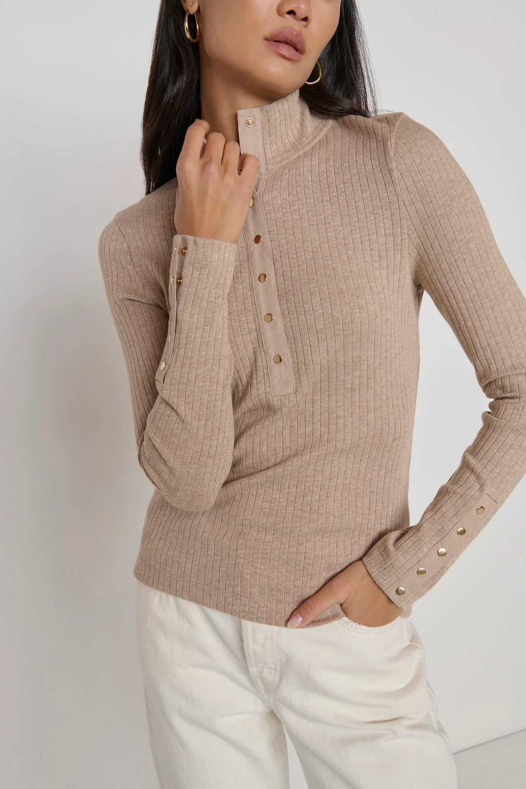 Sheila Gold Button Henley