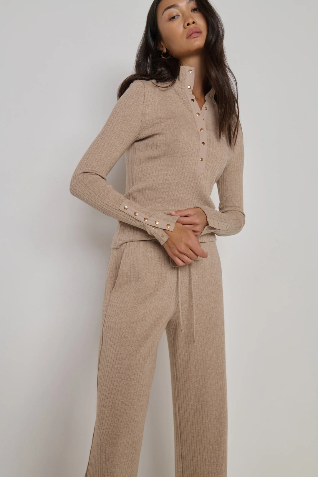 Sheila Gold Button Henley