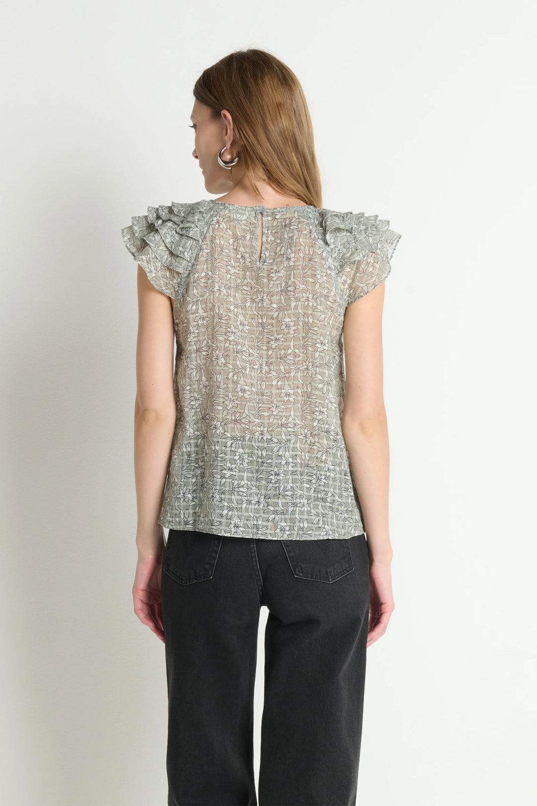 Sarina Print Ruffle Top