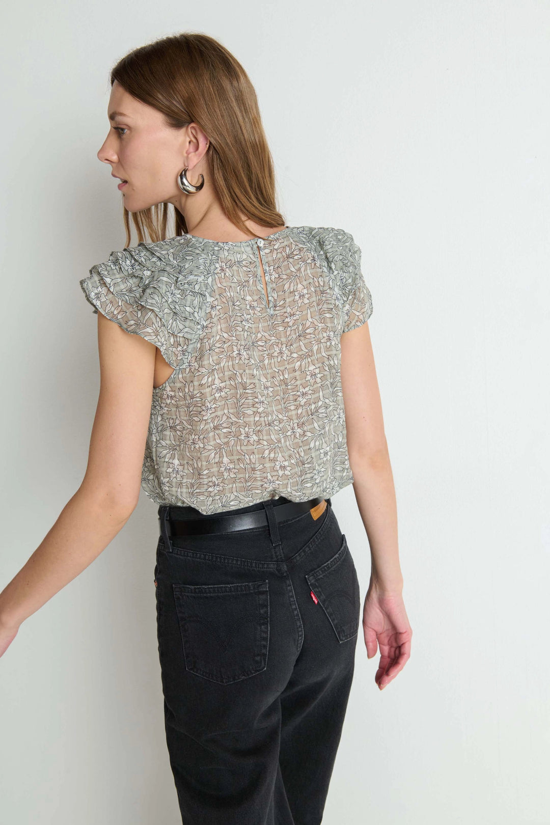 Sarina Print Ruffle Top