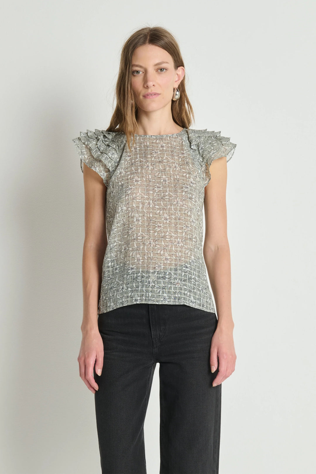 Sarina Print Ruffle Top