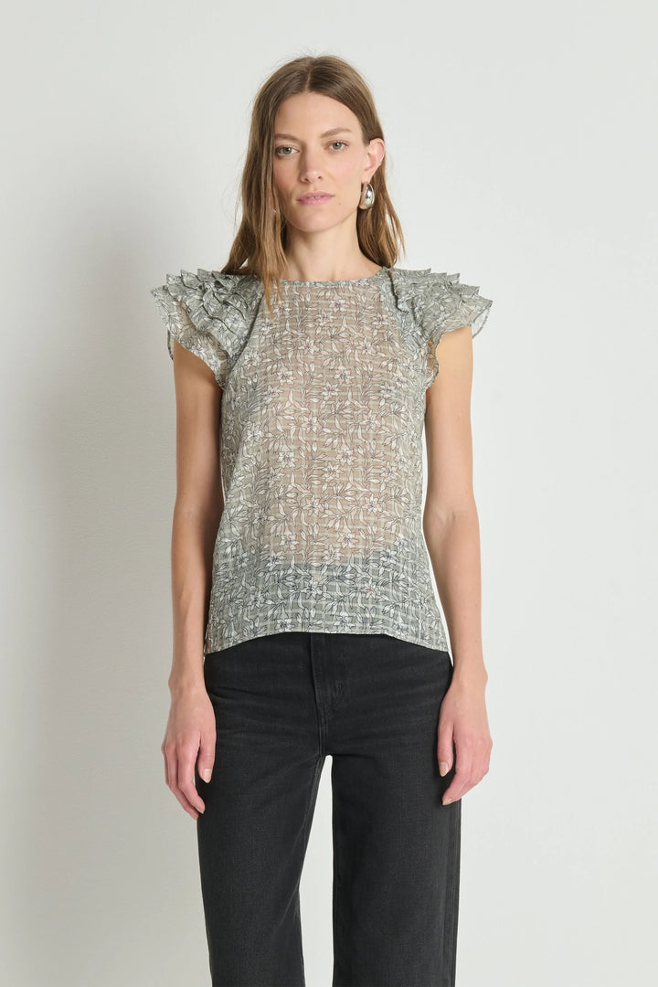 Sarina Print Ruffle Top
