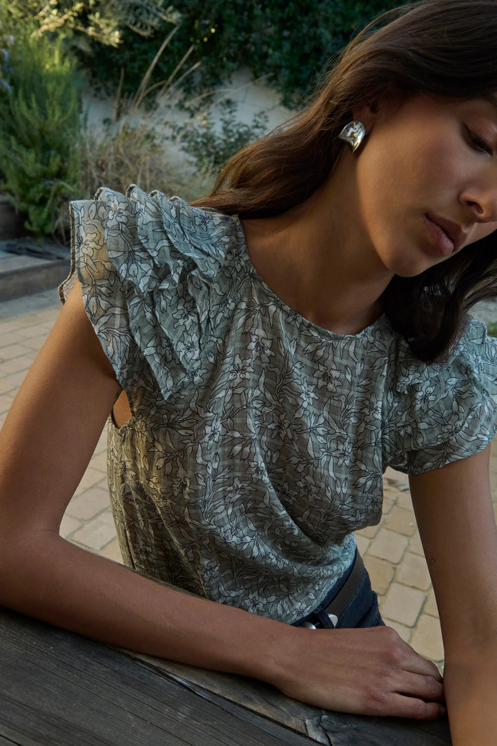 Sarina Print Ruffle Top