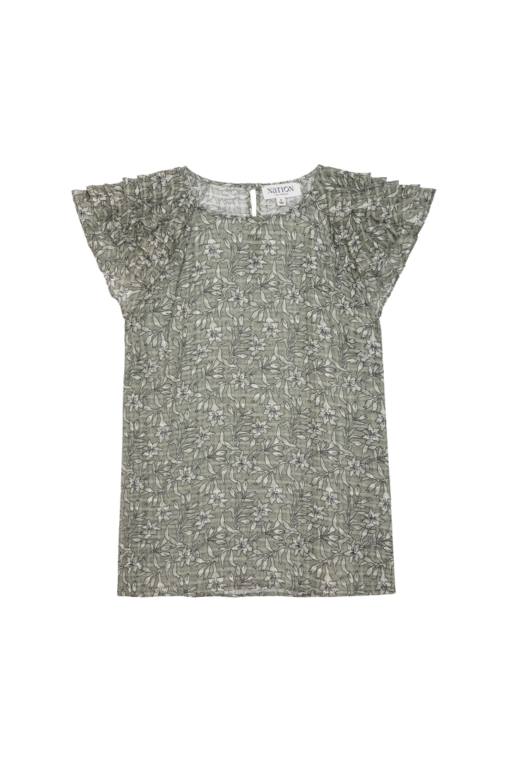 Sarina Print Ruffle Top