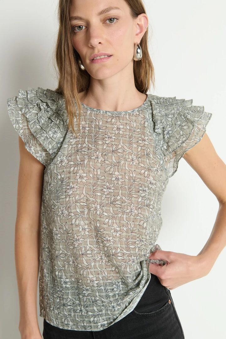 Sarina Print Ruffle Top
