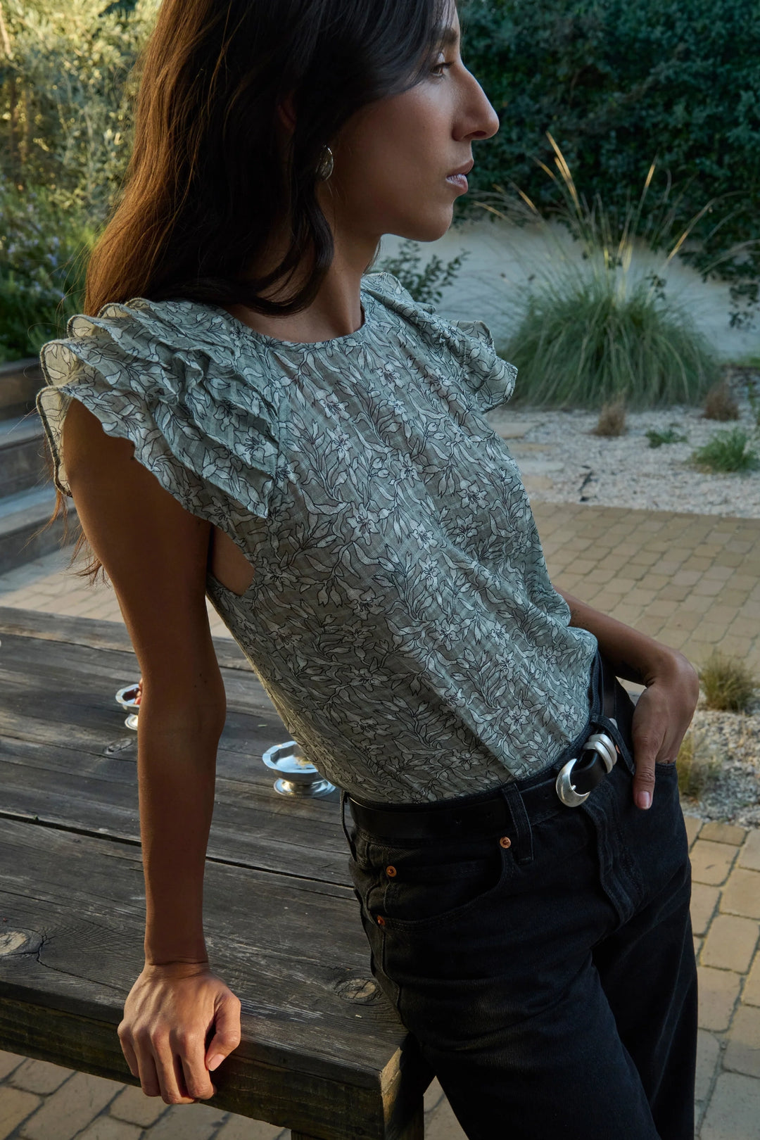 Sarina Print Ruffle Top