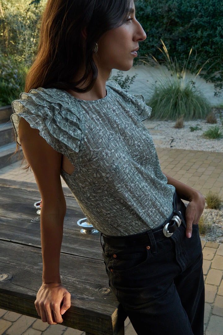 Sarina Print Ruffle Top
